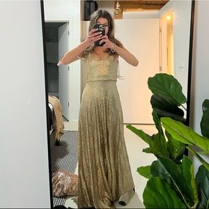 Gold Sequin Bridesmaid Dress Revelry NWT